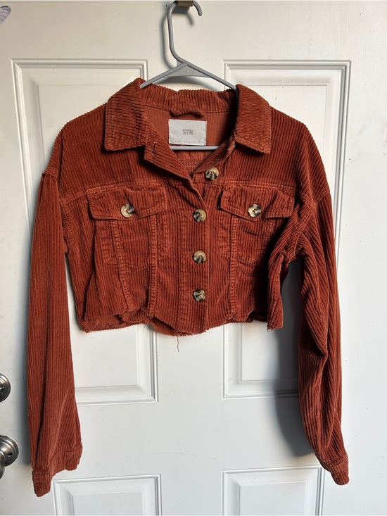 Jackets & Blazers - Cropped Corduroy Jacket - Rust Orange